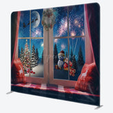 Aperturee - Aperturee Christmas Eve Window Scene Square Tension Backdrop